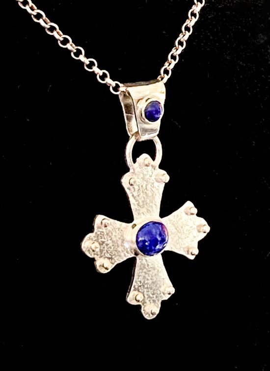 Sterling Silver Pendant Blue Lapis Stones