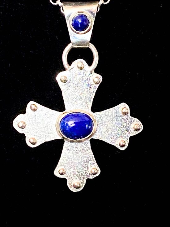 Sterling Silver Pendant Blue Lapis Stones