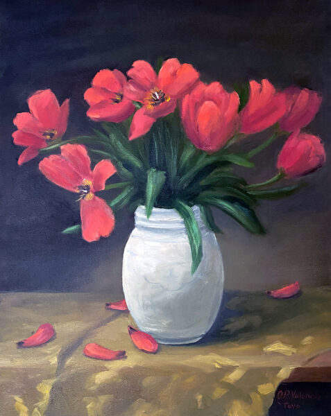 Elia's Tulips - Original Painting 20" x 16" Oil on Canvas