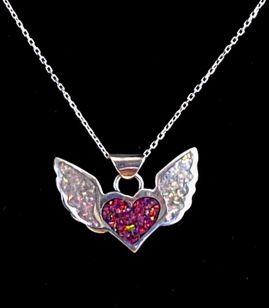 Heart with Wings Opal Pendant