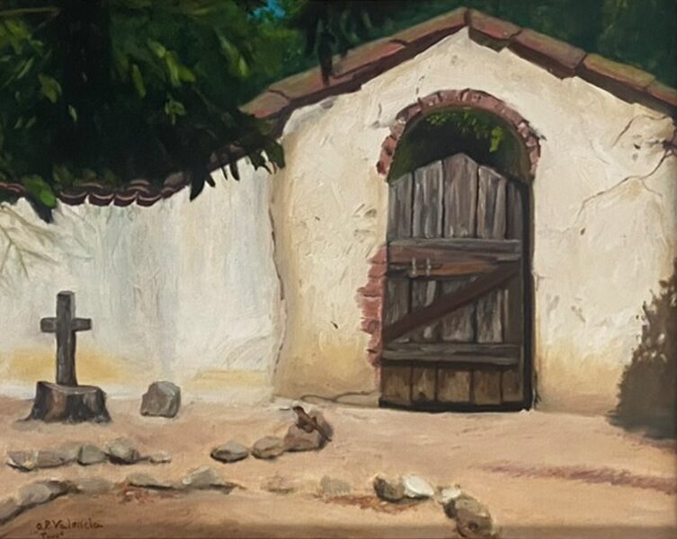 Life at the Mission (San Miguel Arcángel) - Original Painting 16" x 20" Oil on Canvas