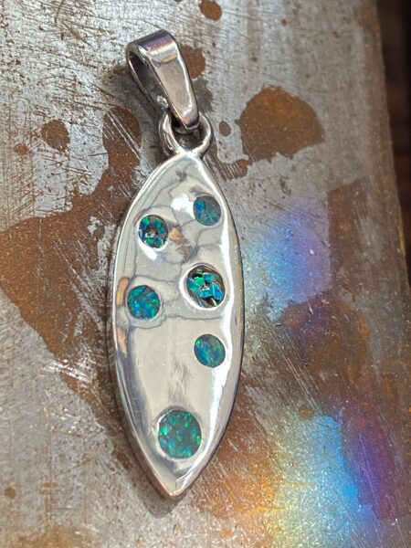 Water Drops - Elegant Opal Inlay Pendant