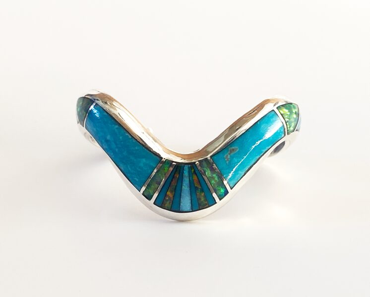 Blue Wave Turquois and Opal Cuff Bracelet